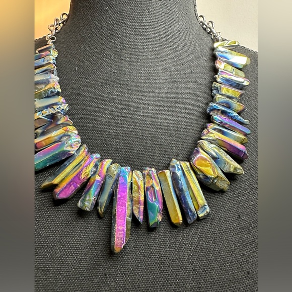 Titanium Quartz Covered Crystal Necklace - N w/o T - Picture 4 of 13